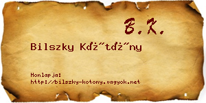 Bilszky Kötöny névjegykártya